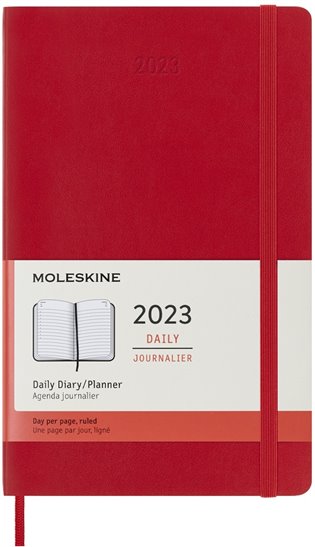 Diář Moleskine 2023 denní měkký červený L - 