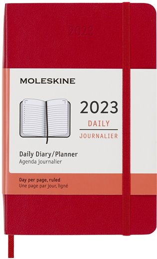 Diář Moleskine 2023 denní měkký červený S - 