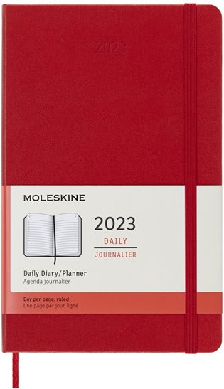 Diář Moleskine 2023 denní tvrdý červený L - 