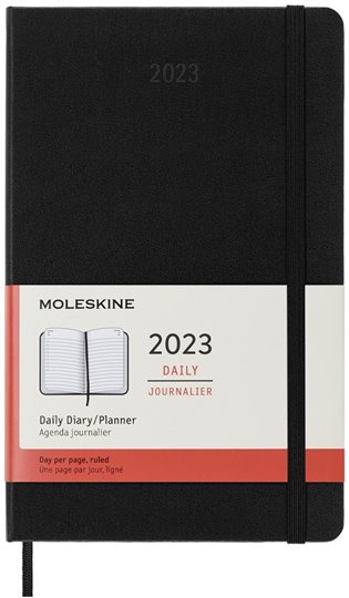 Diář Moleskine 2023 denní tvrdý černý L - 