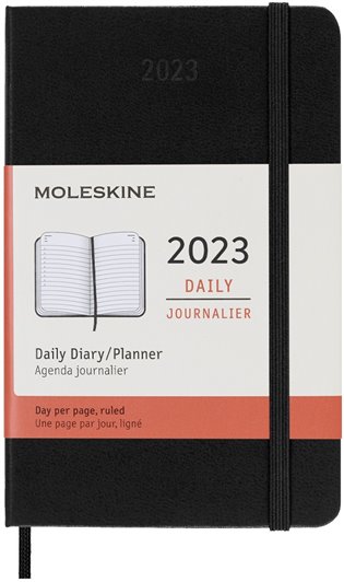 Diář Moleskine 2023 denní tvrdý černý S - 