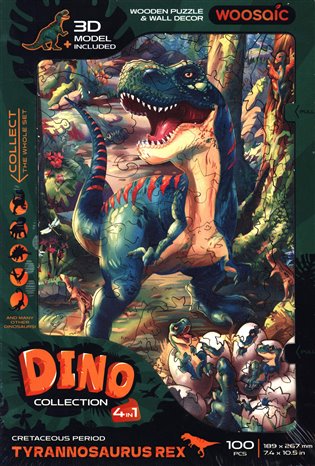 Dřevěné puzzle UNIDRAGON Woosaic DINOSAURUS - TYRANNOSAURUS REX 100 dílků