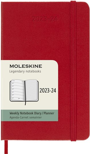 18měsíční plánovací zápisník Moleskine 2023-2024 tvrdý červený S