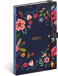 Týdenní diář Květiny v modrém 2024
