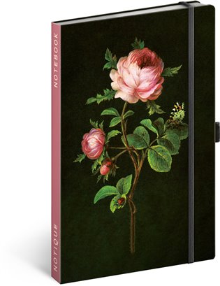 Notes Kateřiny Winterové - Růže (linkovaný, elastické zavíraní)