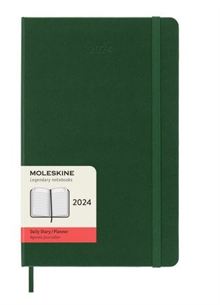 Diář Moleskine 2024 denní tvrdý zelený L - 