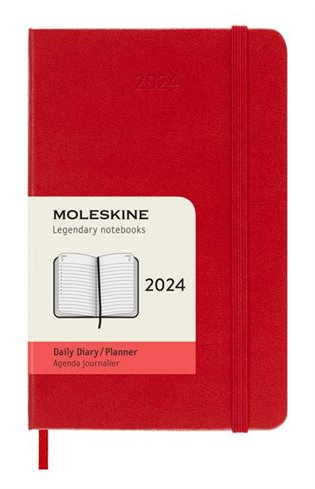 Diář Moleskine 2024 denní tvrdý červený S - 