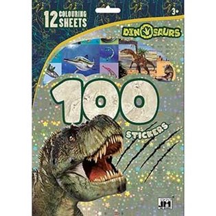 100 samolepek s omalovánkovými listy - Dinosauři - 