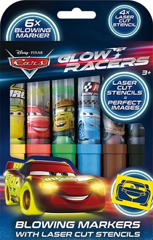 JIRI MODELS Fixy foukací 6ks Auta Cars set se 4 šablonami