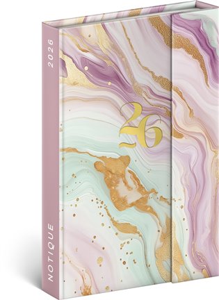 Týdenní magnetický diář Růžový mramor 2026 - 