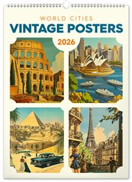 Nástěnný kalendář Vintage plakáty – světová města 2026