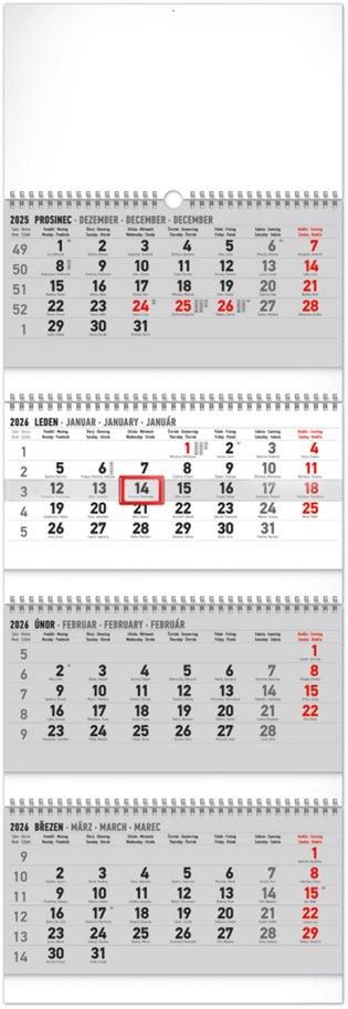 Nástěnný kalendář 4měsíční standard skládací 2026 - 