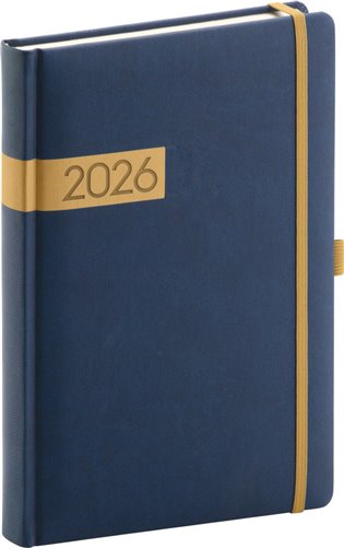 Denní diář Twill 2026, modro-zlatý - 