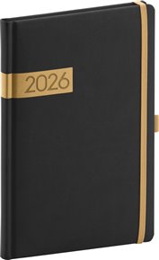 Týdenní diář Twill 2026, černo-zlatý