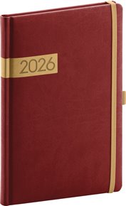 Týdenní diář Twill 2026, bordó-zlatý