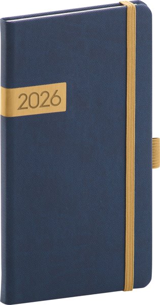 Kapesní diář Twill 2026, modro-zlatý - 