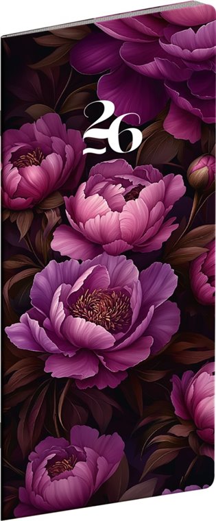 Kapesní diář Fialové květy 2026, plánovací měsíční - 