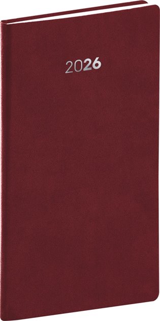 NOTIQUE Vreckový diár Balakon 2026, bordový, 9 x 15,5 cm
