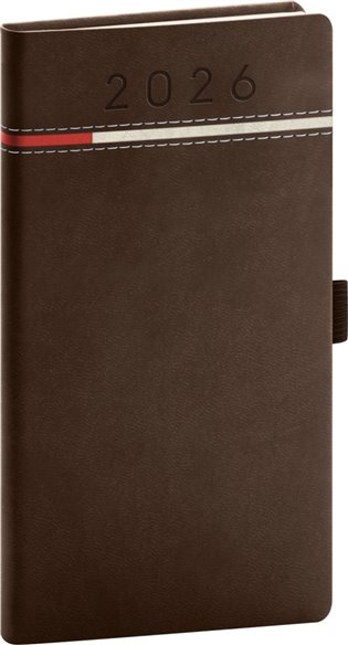 NOTIQUE Kapesní diář Tomy 2026, hnědo-červený, 9 x 15,5 cm Presco Group