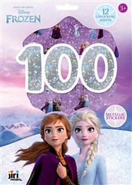 100 metalických samolepek s omalovánkovými listy Ledové království