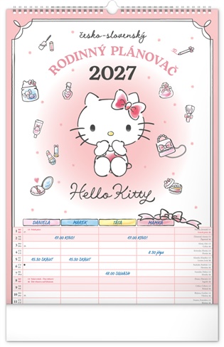 Nástěnný kalendář Rodinný plánovací Hello Kitty XL 2027 - 