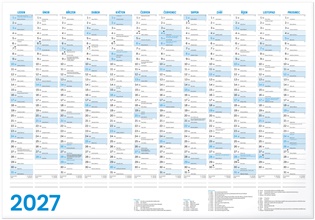 Roční kalendář 2027, A2 - 