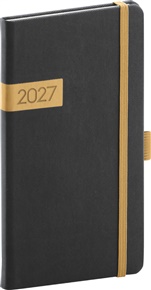 Kapesní diář Twill 2027, černo-zlatý