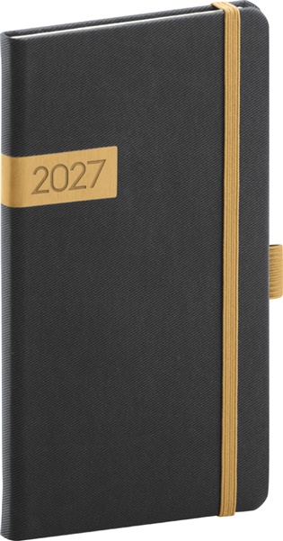 Kapesní diář Twill 2027, černo-zlatý - 