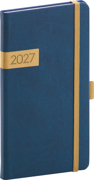 Kapesní diář Twill 2027, modro-zlatý - 