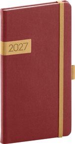 Kapesní diář Twill 2027, bordó-zlatý