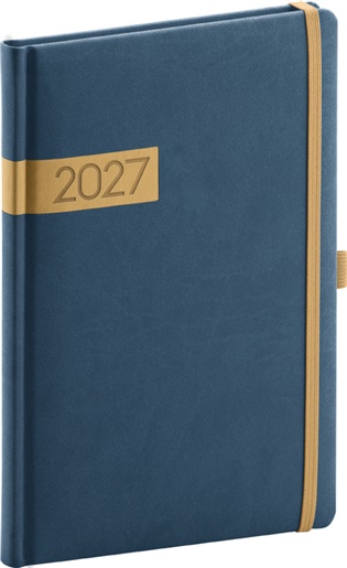 Týdenní diář Twill 2027, modro-zlatý - 