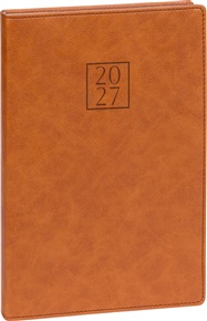 Týdenní diář Prestigio 2027, hnědý: 15 x 21 cm