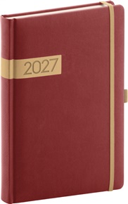 Denní diář Twill 2027, bordó-zlatý