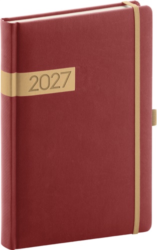 Denní diář Twill 2027, bordó-zlatý - 